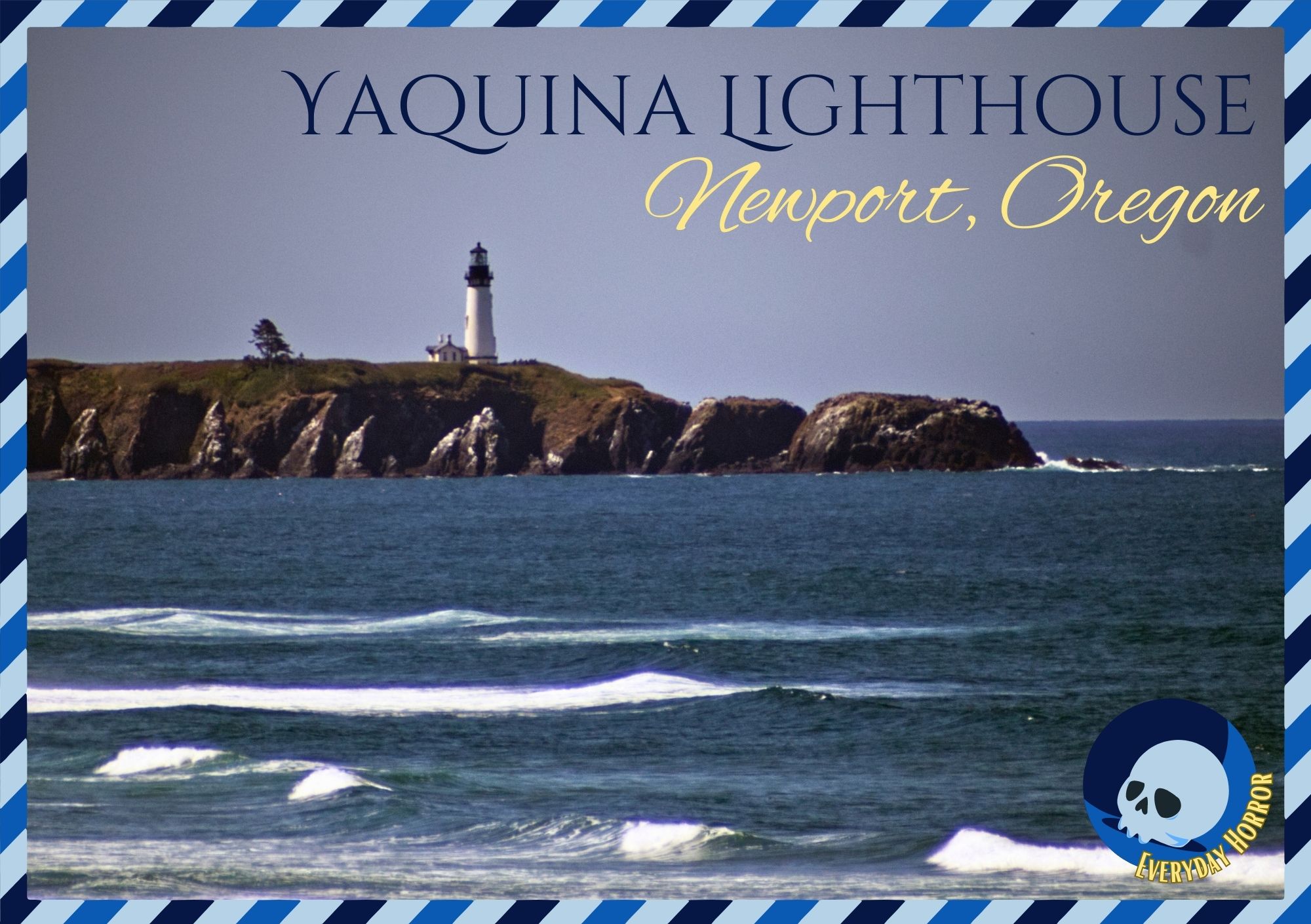 postcard photograph of Yaquina Lighthouse in Newport, Or